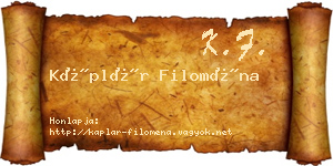 Káplár Filoména névjegykártya
